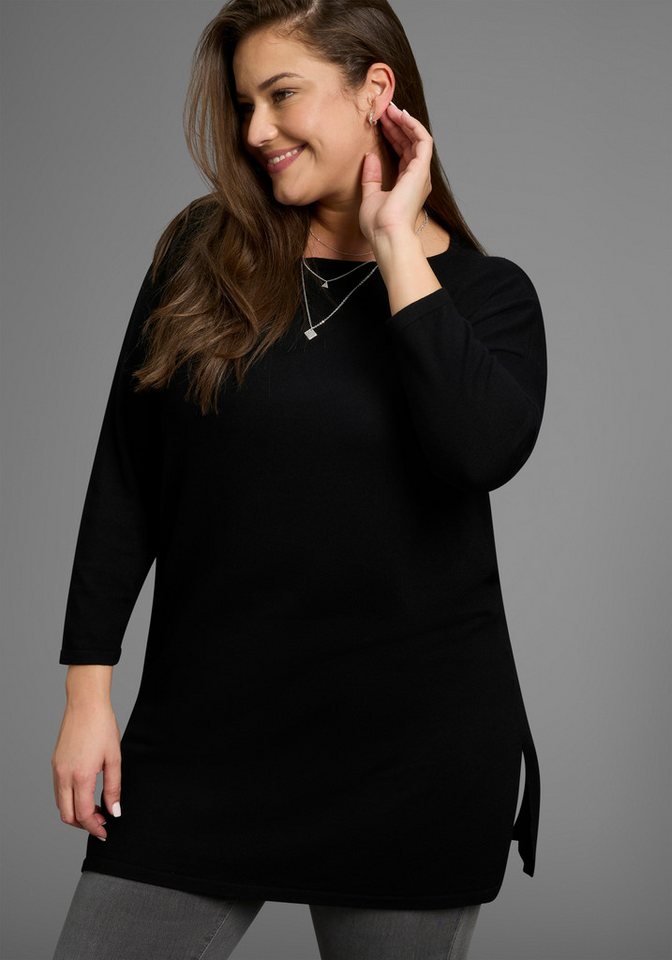 Laura Scott CURVE Longpullover aus fließendem Feinstrick mit seitlichem Schlitz - GROSSE GRÖSSE Laura Scott CURVE Longpullover aus fließendem Feinstrick mit seitlichem Schlitz - GROSSE GRÖSSE von Laura Scott CURVE