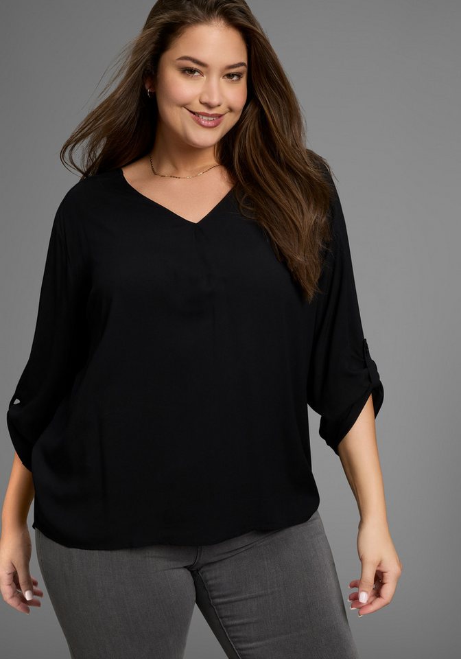 Laura Scott CURVE Schlupfbluse aus fließender Viskose mit Ärmelriegeln zum Krempeln - GROSSE GRÖSSE Laura Scott CURVE Schlupfbluse aus fließender Viskose mit Ärmelriegeln zum Krempeln - GROSSE GRÖSSE von Laura Scott CURVE