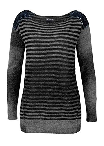 Damen-Pullover Marken-Pullover mit Wolle und Pailletten grau-schwarz, Grau, 44/46 von Laura Scott