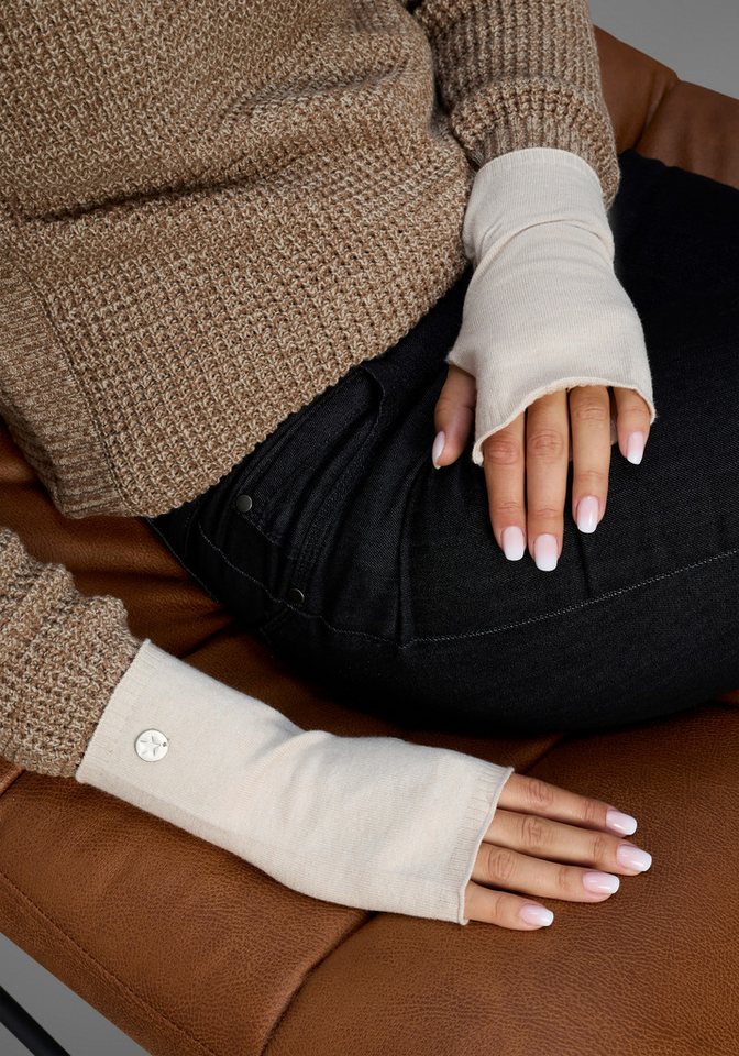 Laura Scott Armstulpen (2-St) aus kuscheligem Strick mit süßem Metall-Badge - NEW von Laura Scott