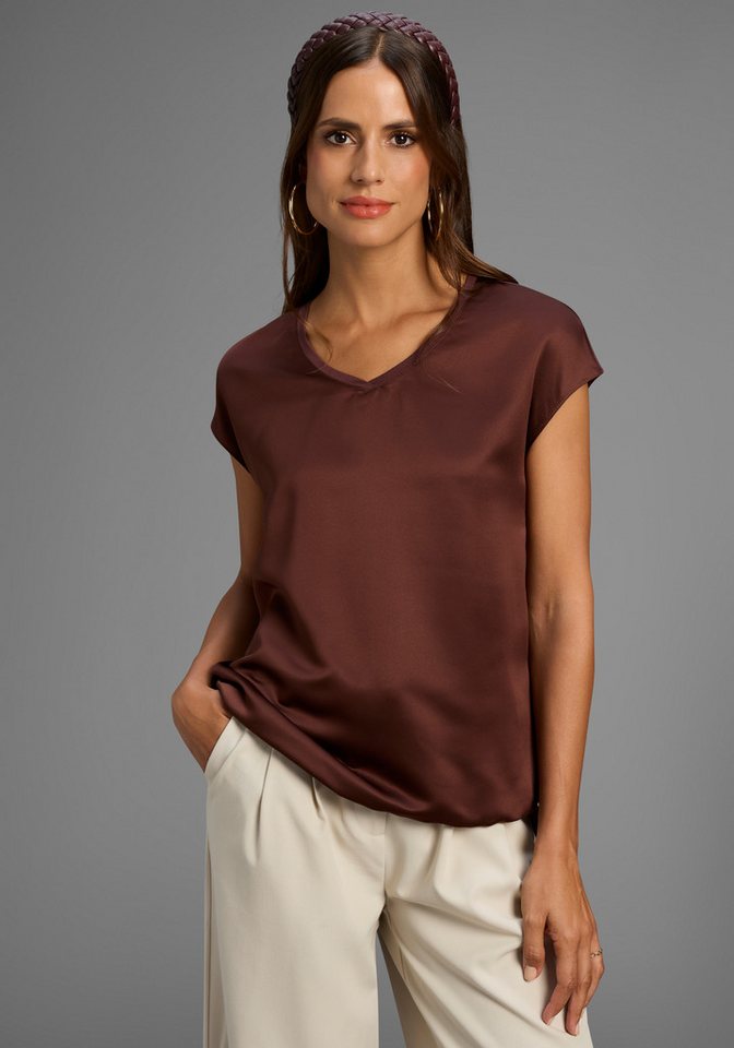 Laura Scott Shirtbluse Satin-Bluse mit Jersey-Rückenteil und Bindeband - NEUE KOLLEKTION von Laura Scott