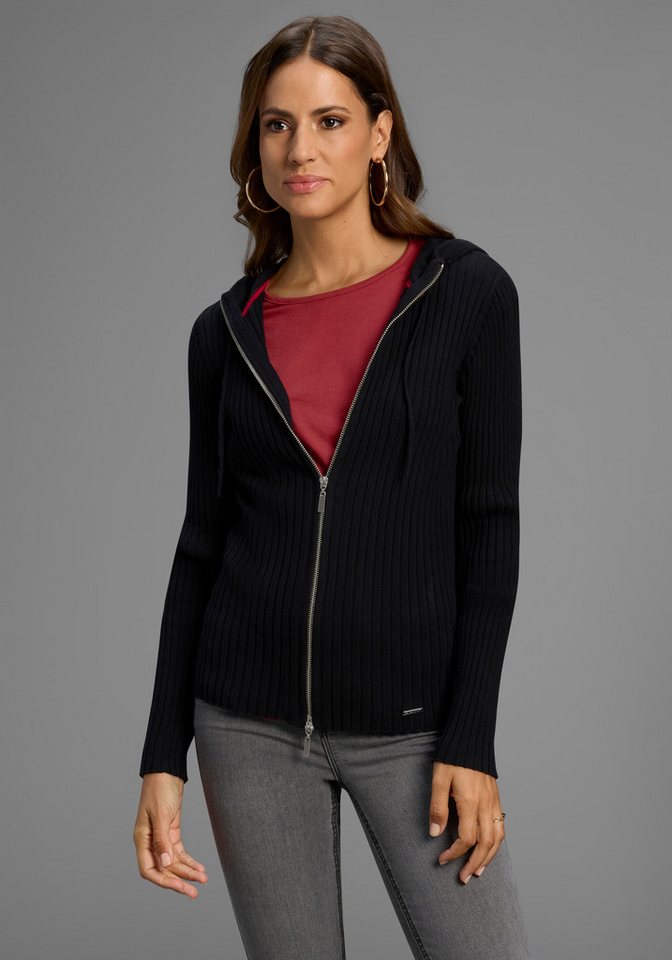Laura Scott Kapuzenstrickjacke Feinstrick mit Rippe mit 2-Wege-Reißverschluss - NEUE KOLLEKTION Laura Scott Kapuzenstrickjacke Feinstrick mit Rippe mit 2-Wege-Reißverschluss - NEUE KOLLEKTION von Laura Scott