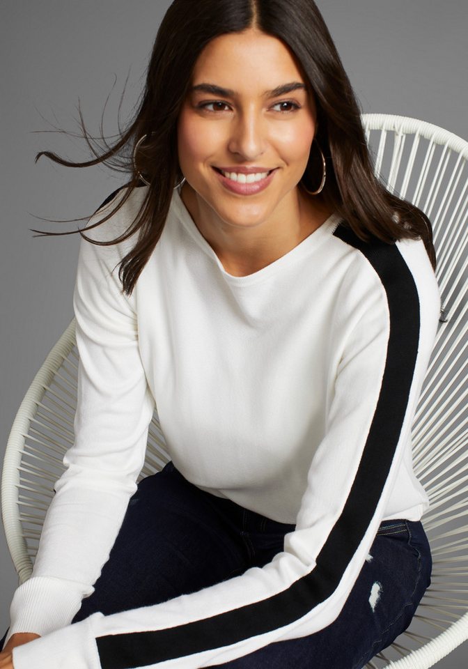 Laura Scott Longpullover mit farblich abgesetzten Kontraststreifen von Laura Scott