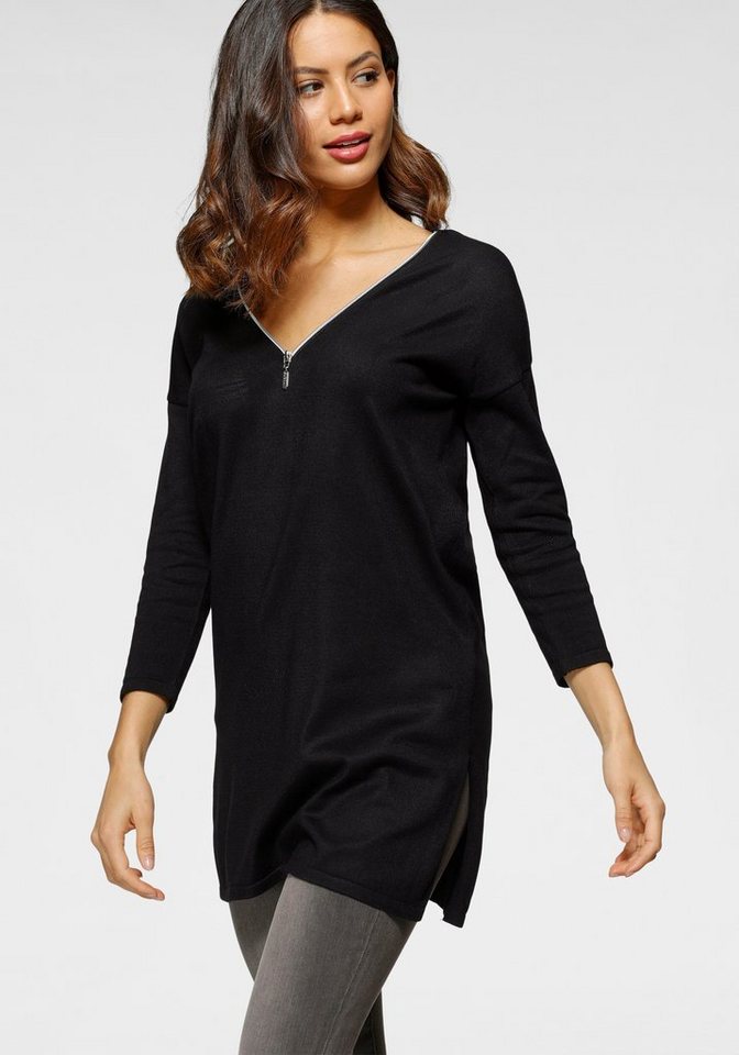 Laura Scott Longpullover mit Reißverschluss-Detail und 3/4 Ärmeln von Laura Scott