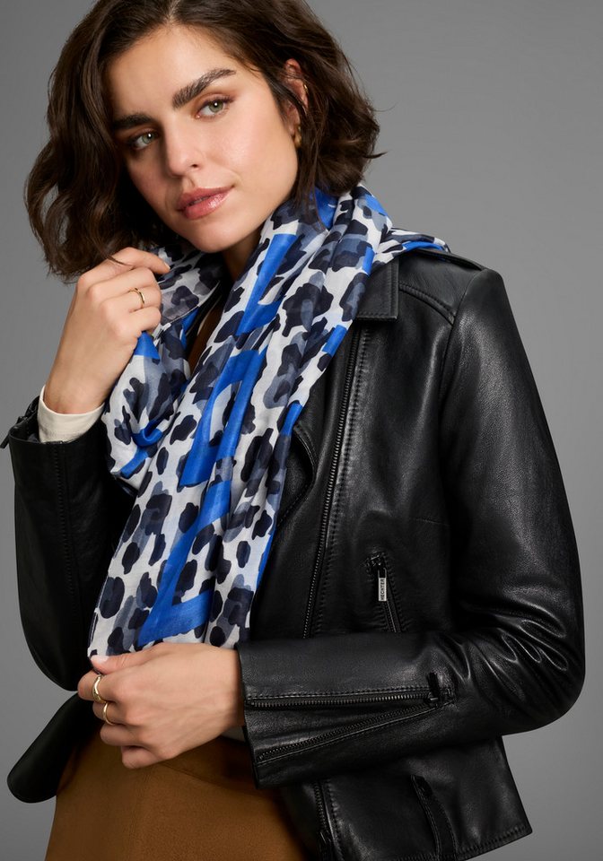 Laura Scott Modetuch, in Schalform mit trendigem Leo-Allover- & leuchtendem Schriftzug - NEW von Laura Scott