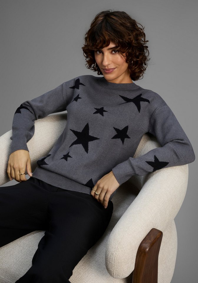 Laura Scott Rundhalspullover Winter-Edition mit Sternenmuster - NEUE KOLLEKTION von Laura Scott