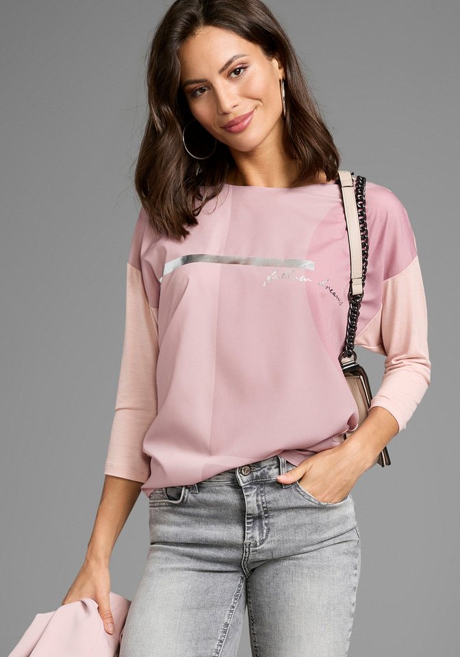 Laura Scott Shirtbluse im Materialmix mit Folienprint - NEUE FARBEN von Laura Scott