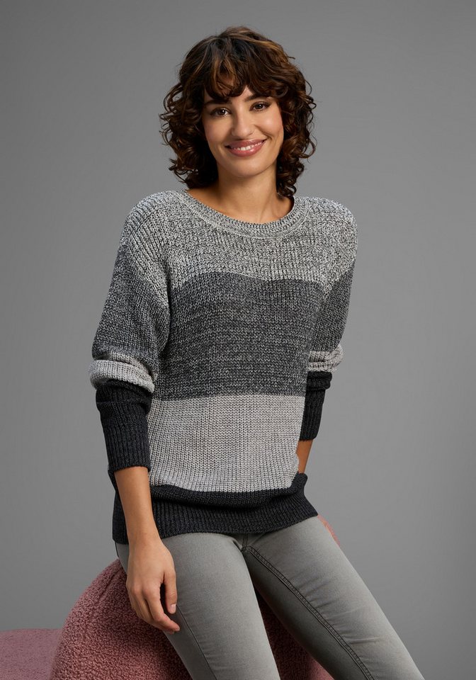 Laura Scott Streifenpullover Übergangspullover aus Baumwolle mit Melangeoptik - NEUE KOLLEKTION von Laura Scott