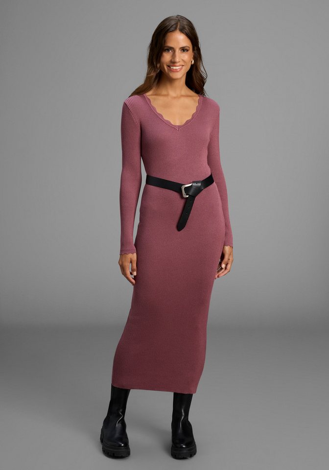 Laura Scott Strickkleid in Midi-Länge mit femininen Wellenkanten - NEUE KOLLEKTION von Laura Scott