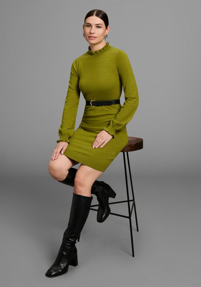 Laura Scott Strickkleid aus Viskosemischung mit femininem Rüschendetail von Laura Scott