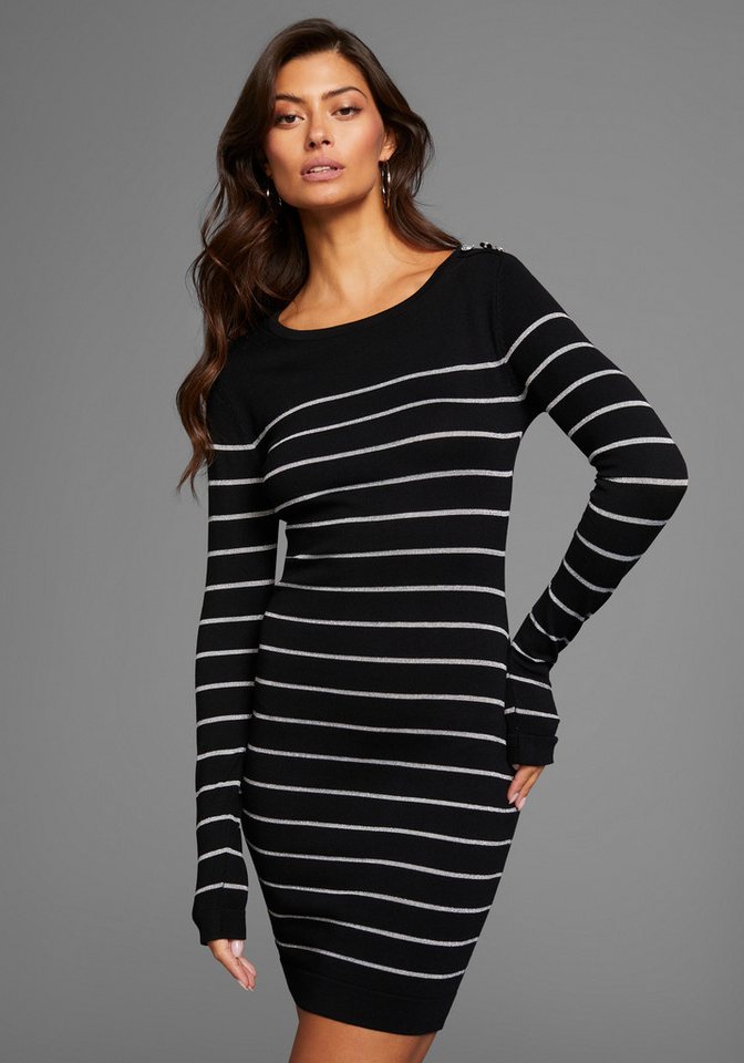 Laura Scott Strickkleid mit Glitzer-Streifen und Schulterknöpfen von Laura Scott