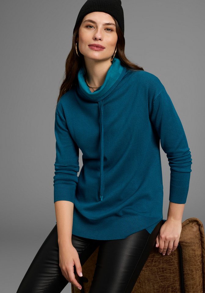 Laura Scott Strickpullover Übergangspullover in lässiger Form mit Schalkragen von Laura Scott