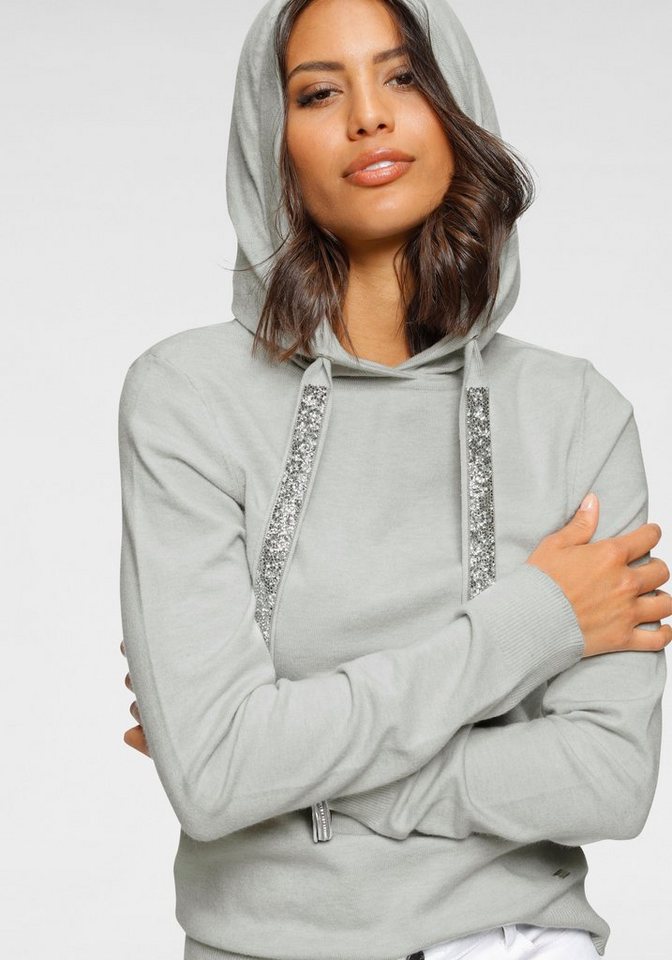 Laura Scott Strickpullover mit Kapuze und glitzernden Bändern von Laura Scott