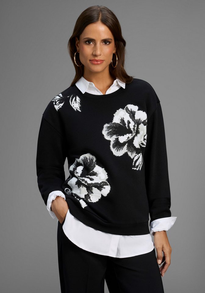 Laura Scott Sweater Weiche Baumwollmischung mit Rundhalsausschnitt und Blumenprint von Laura Scott