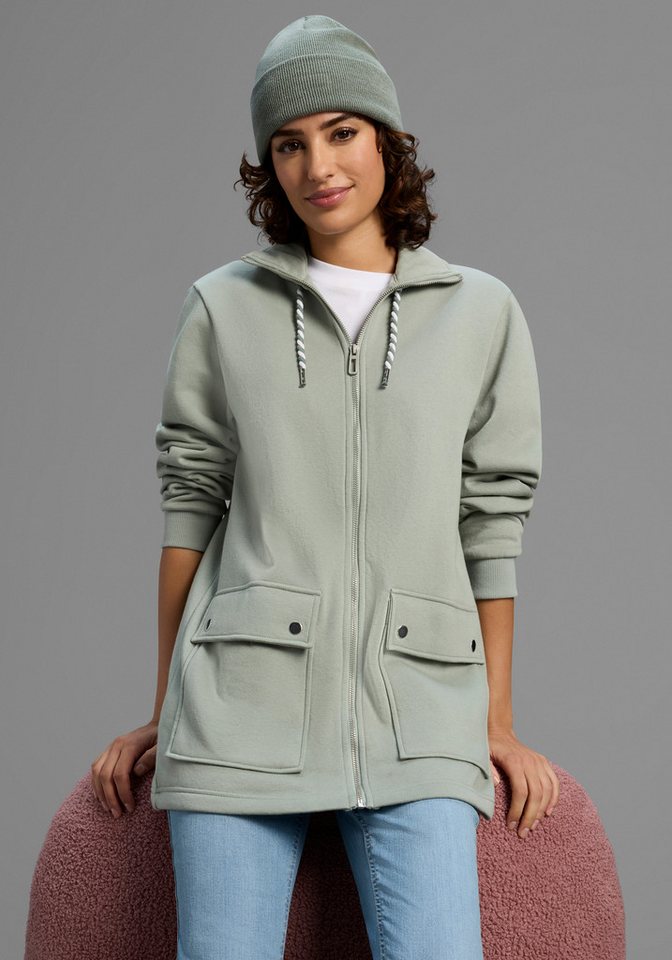 Laura Scott Sweatjacke Weiche Baumwollmischung mit Stehkragen und Außentaschen von Laura Scott