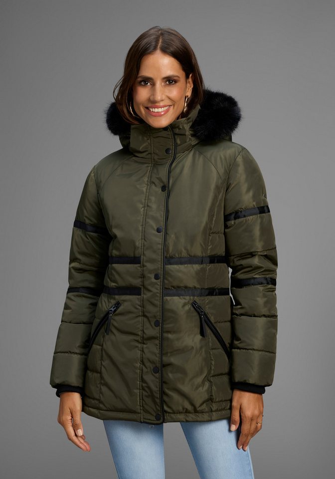 Laura Scott Winterjacke mit abnehmbarer Kapuze und Fellimitat von Laura Scott
