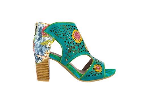 LAURA VITA Damen BECRNIEO 21 Peeptoe Sandalen, Türkis (Turquoise Turquoise) von Laura Vita