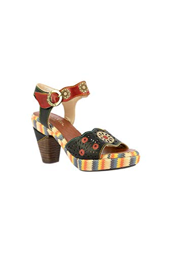 LAURA VITA Damen FICNALO 02 Peeptoe Sandalen, Schwarz (Noir Noir) von Laura Vita