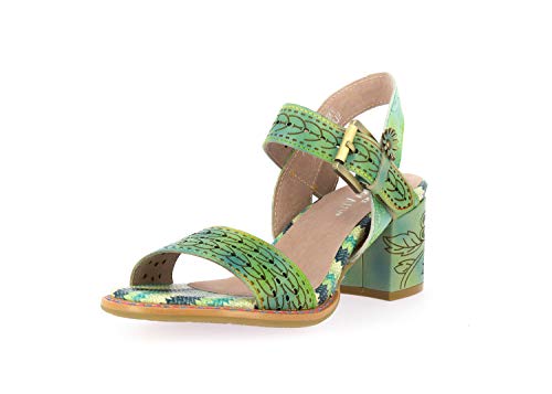 LAURA VITA Mädchen FACBULEUXO 04 Peeptoe Sandalen, Grün (Vert Vert) von Laura Vita