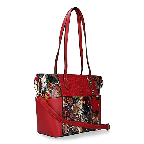Laura Vita Damen Handtasche Henkeltasche Shopper farbenfrohes Design 4739, Farbe:Rot von Laura Vita