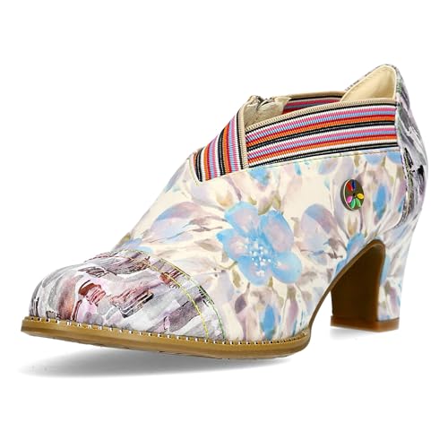 Laura Vita Damen Pumps Ankle Boots Leder Blockabsatz Elcodieo 221, Größe:39 EU, Farbe:Blau von Laura Vita