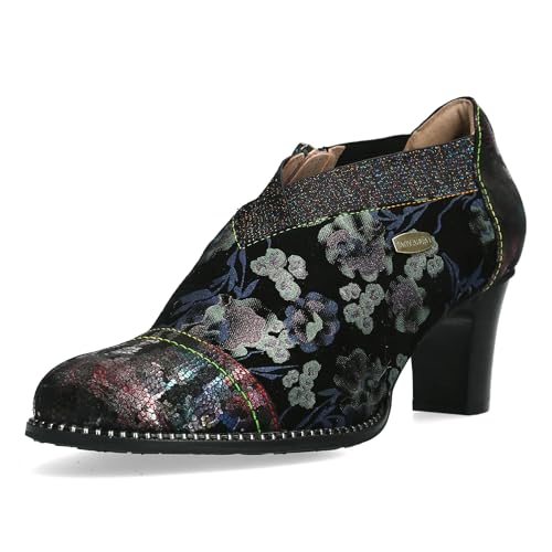 Laura Vita Damen Pumps Leder Hochfront mit Blumenmuster und Gummizug Elcodieo 42, Größe:38 EU, Farbe:Rot von Laura Vita