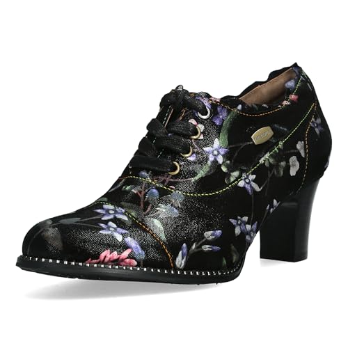 Laura Vita Damen Pumps Leder Schnürpumps mit Blumenmuster Elcodieo 231, Größe:40 EU, Farbe:Blau von Laura Vita