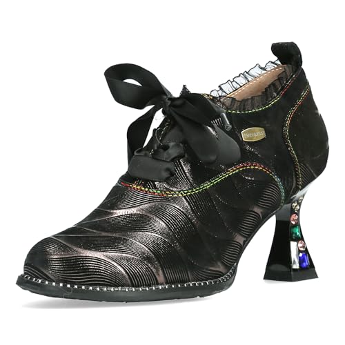 Laura Vita Damen Pumps mit Metallic Glanz Satinband und Strass Oliveo 05, Größe:40 EU, Farbe:Silber von Laura Vita