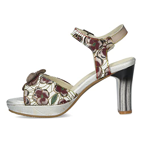 Laura Vita Damen Sandalette Leder Klettverschluss Plateau Hicao 023, Größe:38 EU, Farbe:Beige von Laura Vita