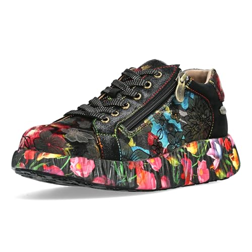 Laura Vita Damen Sneaker Slipper mit Blumenmuster und Plateausohle Nikito 04, Größe:38 EU, Farbe:Schwarz Laura Vita Damen Sneaker Slipper mit Blumenmuster und Plateausohle Nikito 04, Größe:38 EU, Farbe:Schwarz von Laura Vita