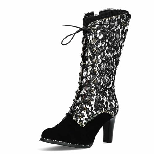 Laura Vita Damen Stiefel Blumenmuster Florale Spitze Rüschen Alcbaneo 351, Größe:37 EU, Farbe:Grau Laura Vita Damen Stiefel Blumenmuster Florale Spitze Rüschen Alcbaneo 351, Größe:37 EU, Farbe:Grau von Laura Vita