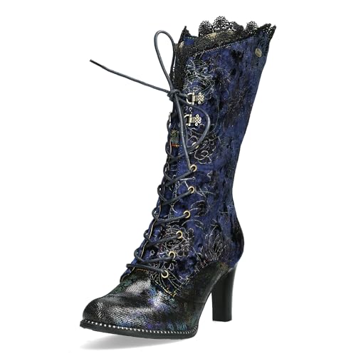 Laura Vita Damen Stiefel florales Muster Spitze und Metallic Glanz Alcbaneo 351, Größe:41 EU, Farbe:Blau Laura Vita Damen Stiefel florales Muster Spitze und Metallic Glanz Alcbaneo 351, Größe:41 EU, Farbe:Blau von Laura Vita