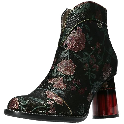 Laura Vita Damen Stiefelette Leder Ankle Boot glänzend modisch Muster Gucstoo 10, Größe:40 EU, Farbe:Schwarz von Laura Vita