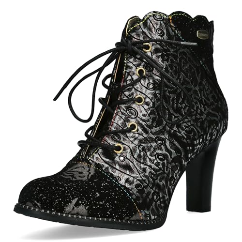 Laura Vita Damen Stiefelette aus Leder mit Metallic Effekt Alcbaneo 127, Größe:37 EU, Farbe:Silber von Laura Vita