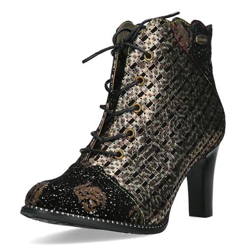 Laura Vita Damen Stiefelette aus Leder mit Metallic Effekt Alcbaneo 127, Größe:38 EU, Farbe:Gold von Laura Vita