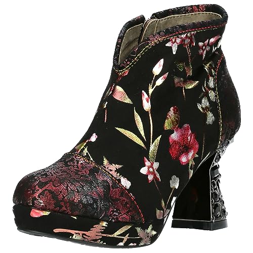 Laura Vita Damen Stiefelette farbenfroh floral Leder Ankle Boot Trend Hicao 122, Größe:40 EU, Farbe:Rot von Laura Vita