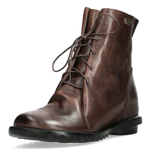 Laura Vita Damen Stiefelette flacher weicher Leder Schnürboot Cyrielle 12, Größe:37 EU, Farbe:Braun von Laura Vita