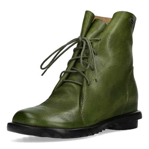 Laura Vita Damen Stiefelette flacher weicher Leder Schnürboot Cyrielle 12, Größe:39 EU, Farbe:Grün von Laura Vita