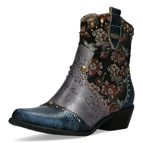 Laura Vita Damen Stiefelette gemusterter Cowboy Boot mit Nieten Hicnio 20, Größe:39 EU, Farbe:Blau Laura Vita Damen Stiefelette gemusterter Cowboy Boot mit Nieten Hicnio 20, Größe:39 EU, Farbe:Blau von Laura Vita