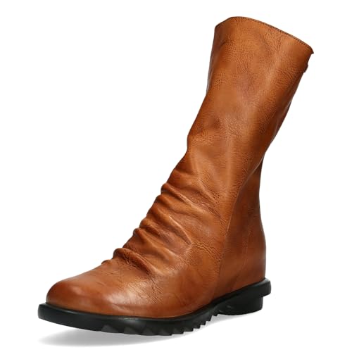 Laura Vita Damen Stiefelette slouchy Leder Boot geraffter Halbschaft Cyrielle 10, Größe:37 EU, Farbe:Braun von Laura Vita