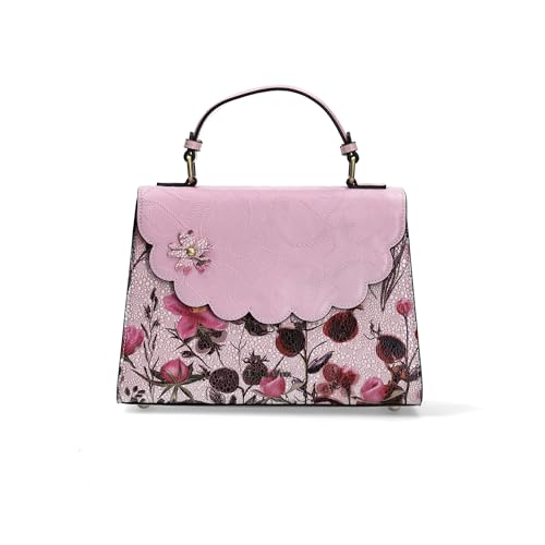 Laura Vita Damen Umhängetasche Überschlag Blumenmuster und Blüte Ancasta 06, Farbe:Rosa von Laura Vita
