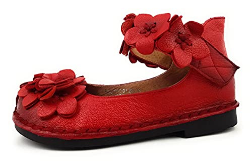 Laura Vita Hocobio Damenschuhe Ballerinas Spangenballerina Rot Freizeit, Schuhgröße:37 EU von Laura Vita