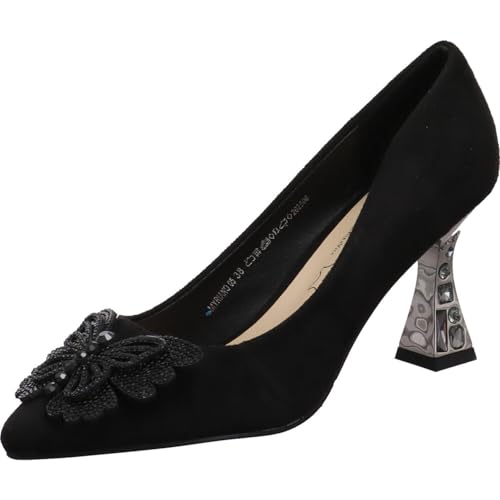 Laura Vita Misstyl by, Damen Pumps Myriano 05 in Schwarz mit Schmetterling und Absatz Glitzer. schwarz Gr. 38 von Laura Vita