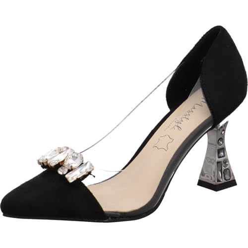 Laura Vita Misstyl by, Damen Pumps Myriano 06 in Schwarz mit Brosche und transparentem Einsatz. schwarz Gr. 39 von Laura Vita