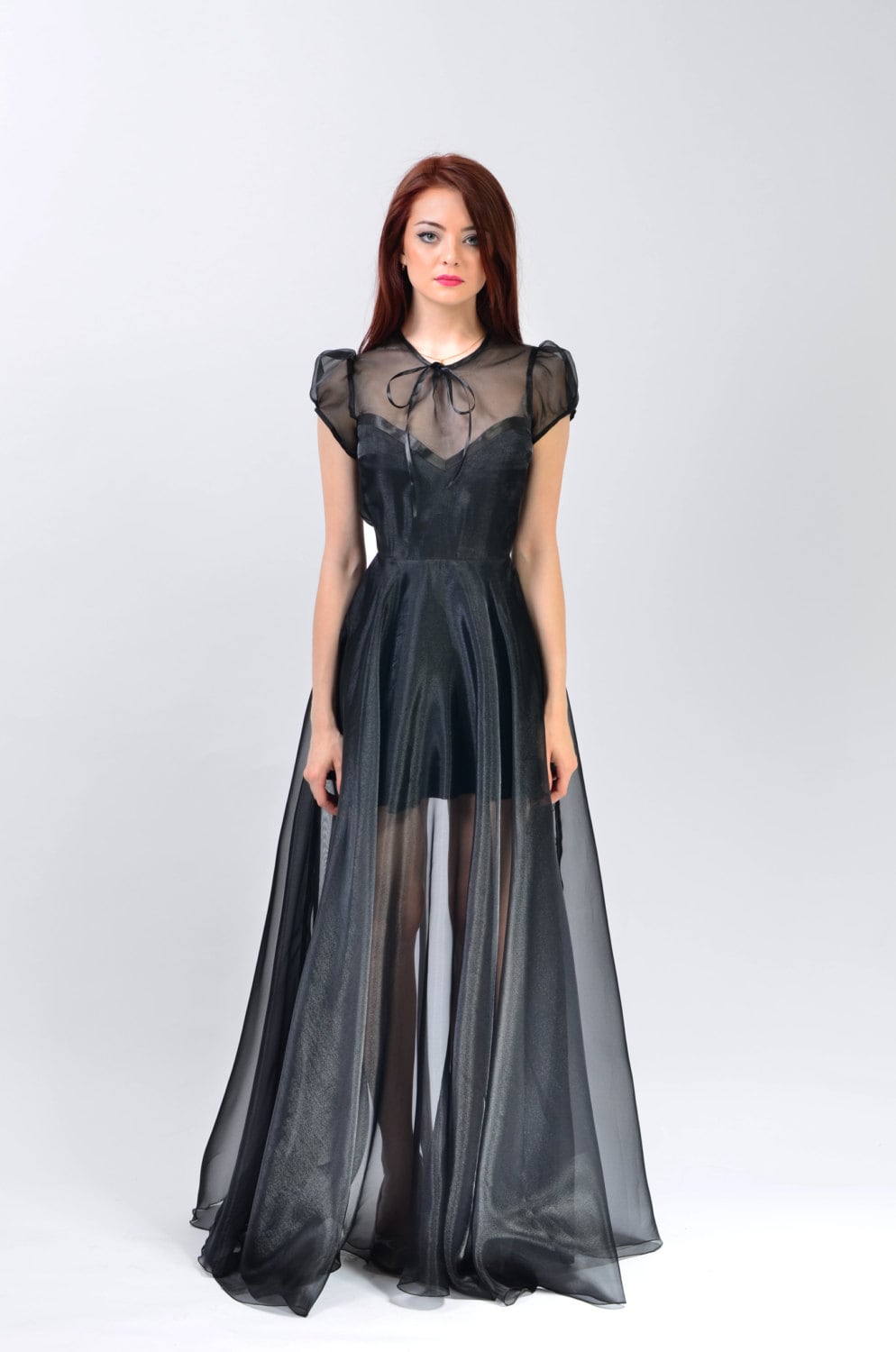 Organza See Through Long Kleid, Kurze Ärmel Maxi Kleid | Floarea von LauraGalic