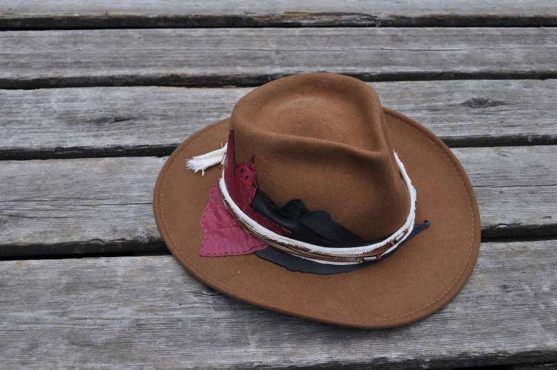 Western Cowboyhut - Wolle Schlangenhaut Pink Schwarz Leder Baumwollhutband Einzelstück von LauraJRusch