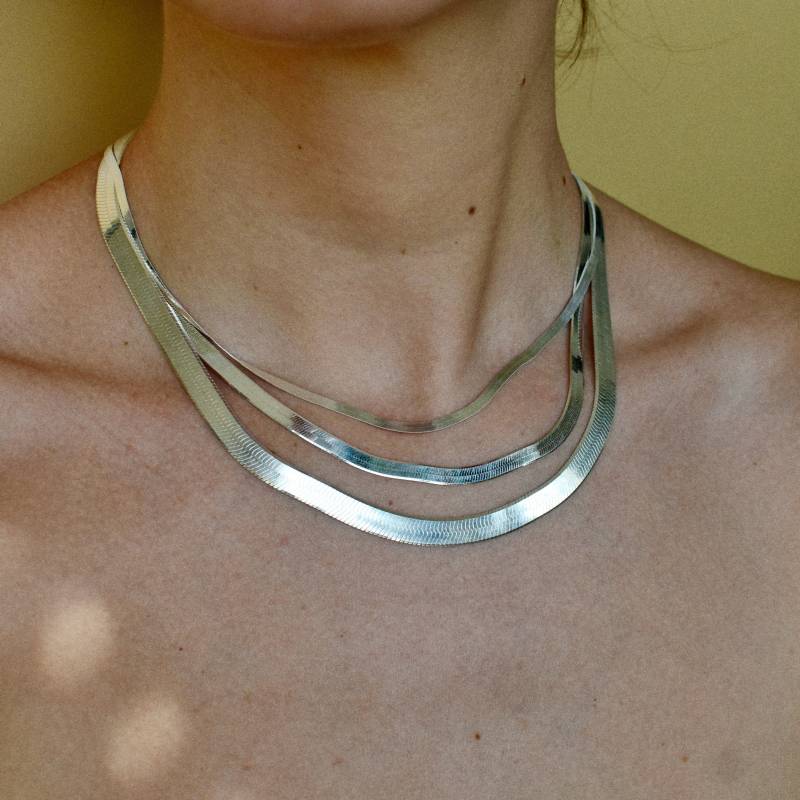 Herringbone Schichtung Halsketten Aus Sterlingsilber , Handgemacht in Italien von LauraMarJewelry