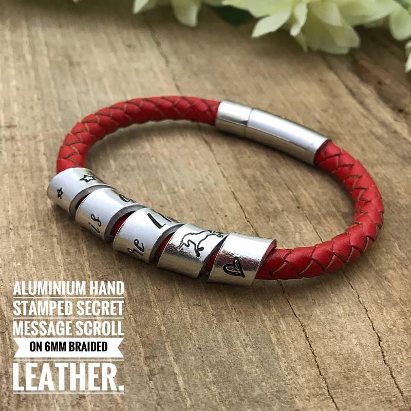 Damen-Lederarmband, Armband Mit Personalisierter Botschaft, Geschenk Zum Hochzeitstag Für Frauen von LauraWalkerJewellery