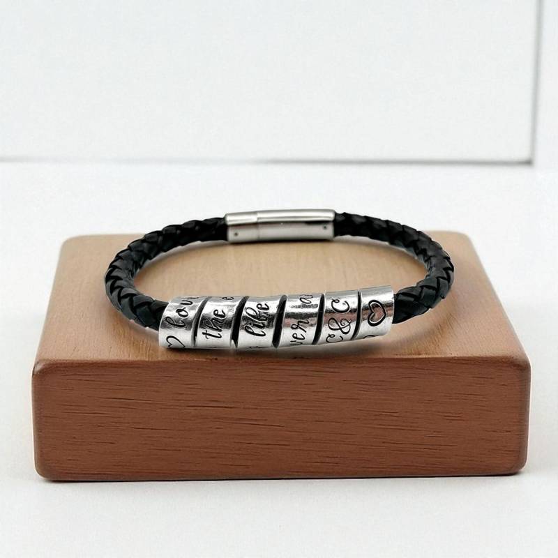 Gewickeltes Nachrichtenarmband, Herrenarmband Mit Gravierter Geheimbotschaft, Personalisiertes Lederarmband, Graviertes Geschenk Für Männer, Vatertag von LauraWalkerJewellery