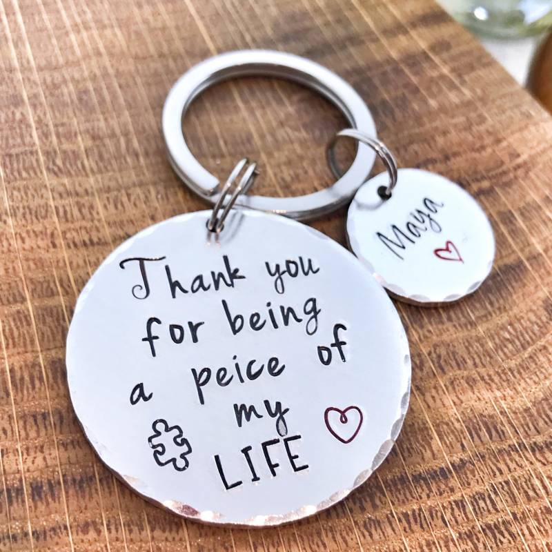 Handgestempelter Schlüsselanhänger Für Stiefvater Und Mutter, Individueller Geschenk Handgestempelter Schlüsselanhänger Für Stiefvater Und Mutter, Individueller Geschenk von LauraWalkerJewellery